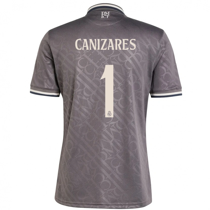 Danxen Kinderen Lucas Cañizares #1 Houtskool Thuisshirt Derde Tenue 2024/25 T-Shirt