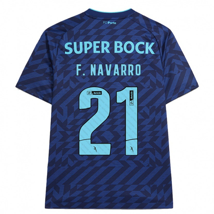 Danxen Kinderen Fran Navarro #21 Marineblauw Thuisshirt Derde Tenue 2024/25 T-Shirt