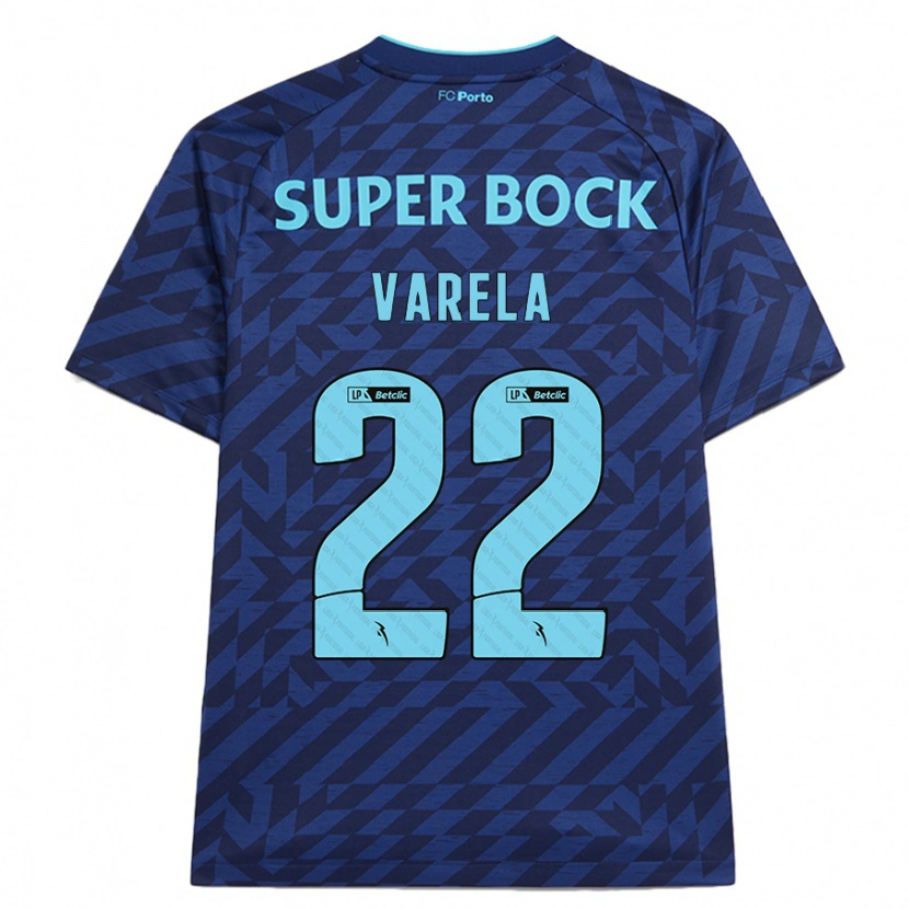 Danxen Kinderen Alan Varela #22 Marineblauw Thuisshirt Derde Tenue 2024/25 T-Shirt