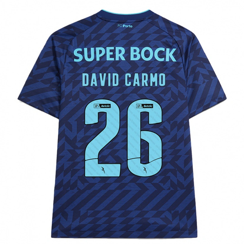 Danxen Kinderen David Carmo #26 Marineblauw Thuisshirt Derde Tenue 2024/25 T-Shirt