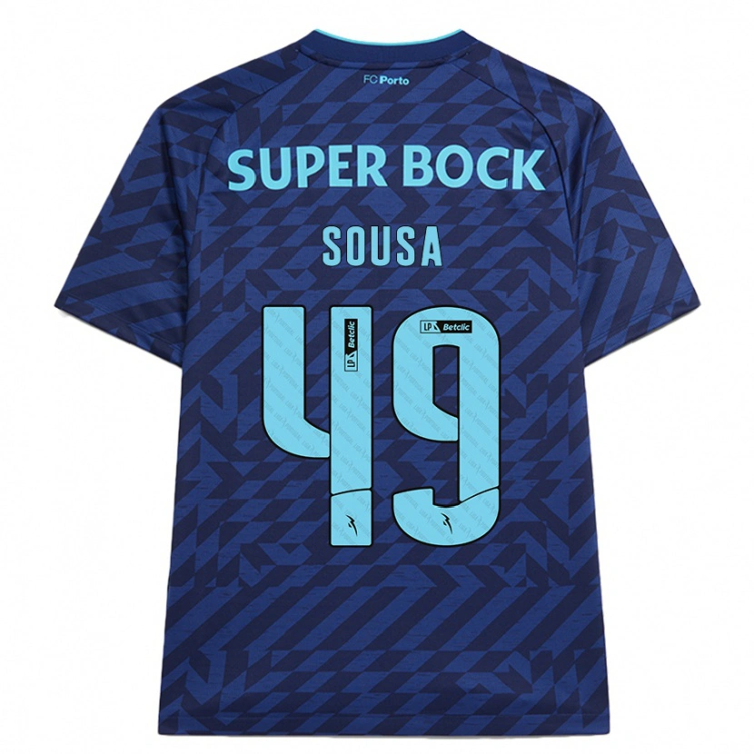 Danxen Kinderen Gonçalo Sousa #49 Marineblauw Thuisshirt Derde Tenue 2024/25 T-Shirt