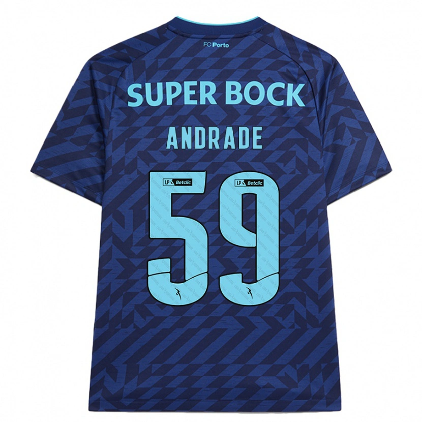 Danxen Kinderen Tiago Andrade #59 Marineblauw Thuisshirt Derde Tenue 2024/25 T-Shirt