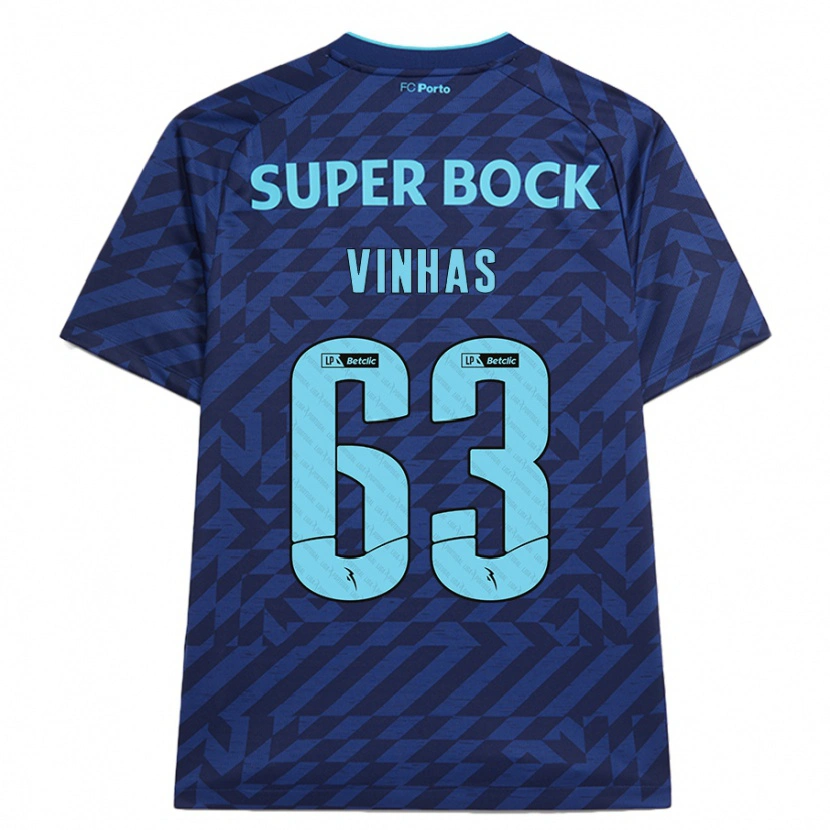 Danxen Kinderen David Vinhas #63 Marineblauw Thuisshirt Derde Tenue 2024/25 T-Shirt