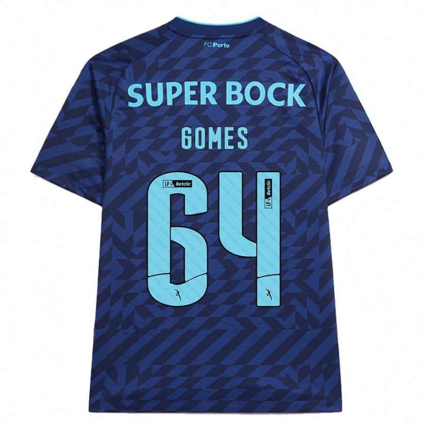 Danxen Kinderen Luís Gomes #64 Marineblauw Thuisshirt Derde Tenue 2024/25 T-Shirt