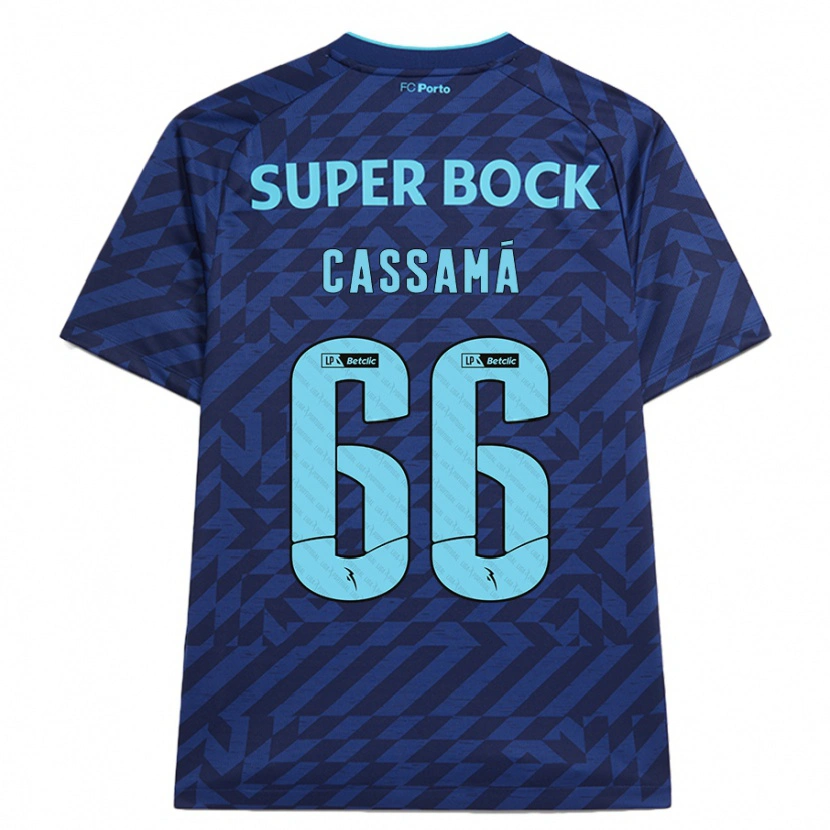 Danxen Kinderen Adramane Cassamá #66 Marineblauw Thuisshirt Derde Tenue 2024/25 T-Shirt