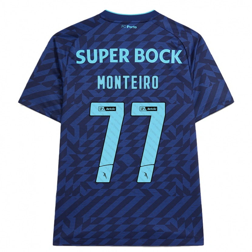 Danxen Kinderen Rui Monteiro #77 Marineblauw Thuisshirt Derde Tenue 2024/25 T-Shirt