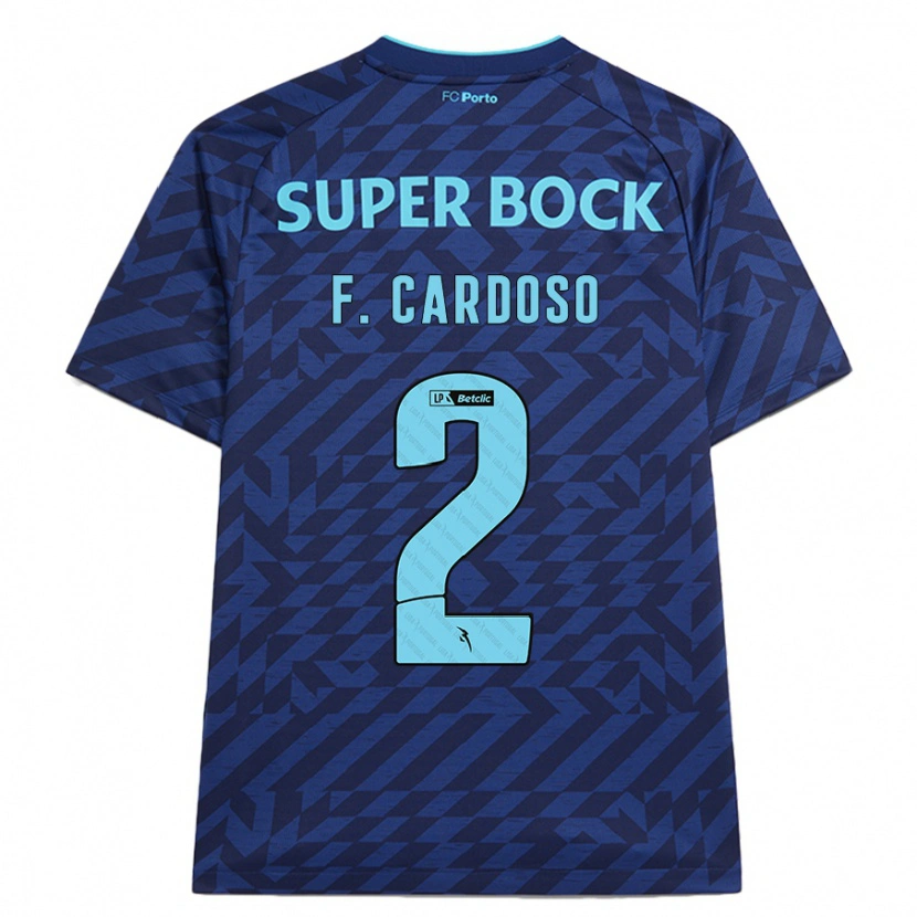 Danxen Kinderen Fábio Cardoso #2 Marineblauw Thuisshirt Derde Tenue 2024/25 T-Shirt