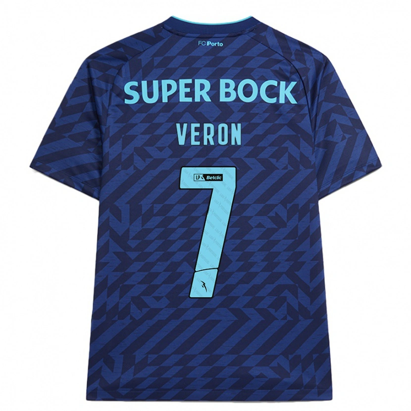 Danxen Kinderen Gabriel Veron #7 Marineblauw Thuisshirt Derde Tenue 2024/25 T-Shirt