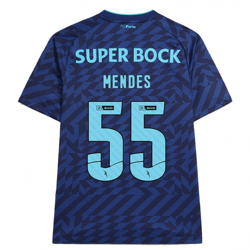 Danxen Kinderen João Mendes #55 Marineblauw Thuisshirt Derde Tenue 2024/25 T-Shirt