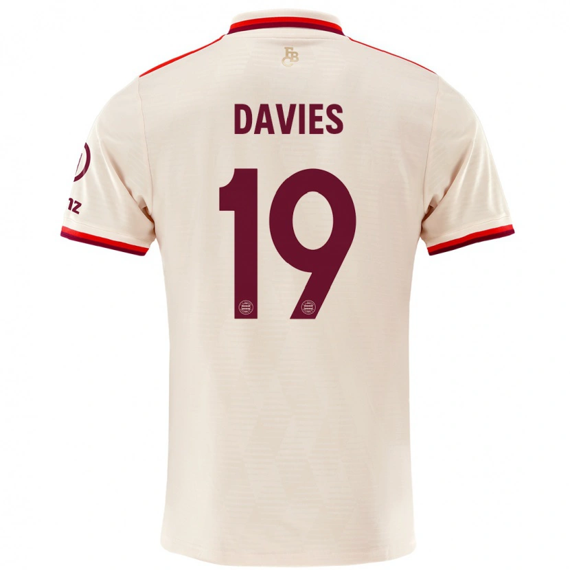 Danxen Kinderen Alphonso Davies #19 Linen Thuisshirt Derde Tenue 2024/25 T-Shirt