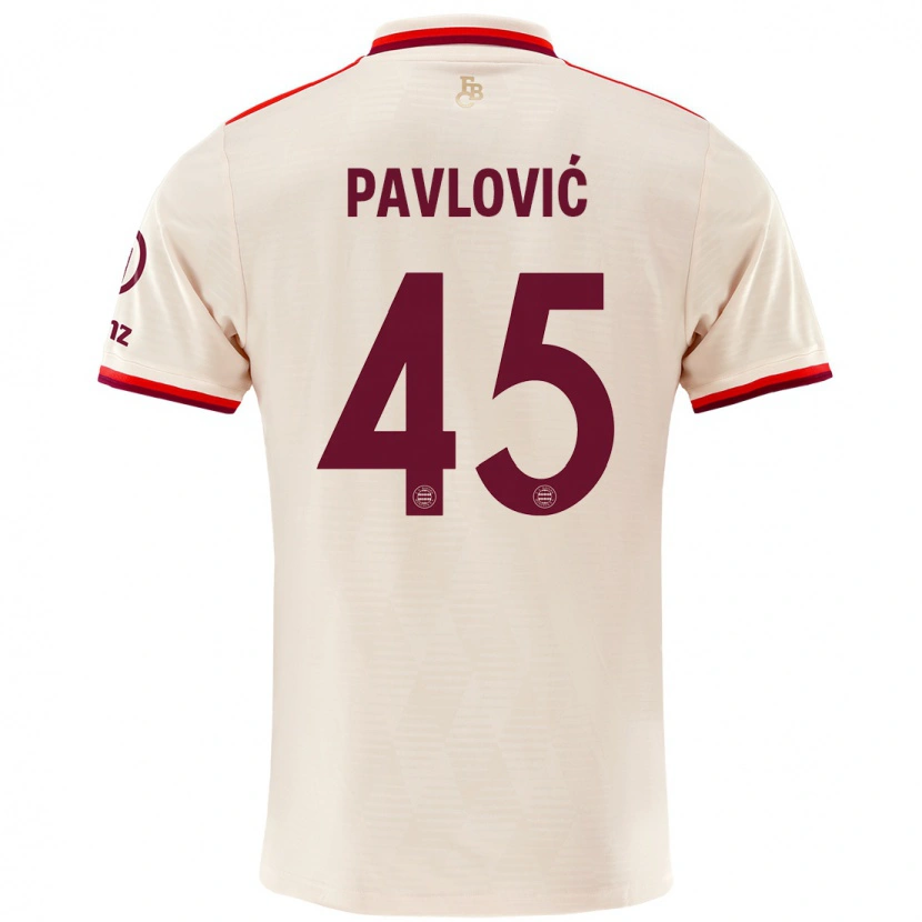 Danxen Kinderen Aleksandar Pavlovic #45 Linen Thuisshirt Derde Tenue 2024/25 T-Shirt