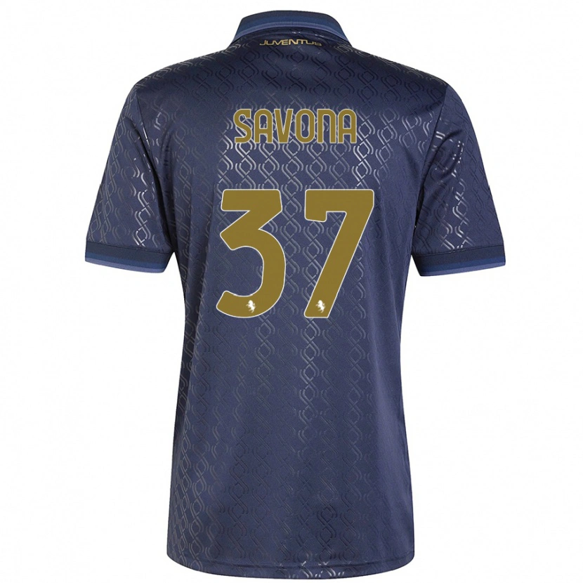 Danxen Kinderen Nicolò Savona #37 Marineblauw Thuisshirt Derde Tenue 2024/25 T-Shirt