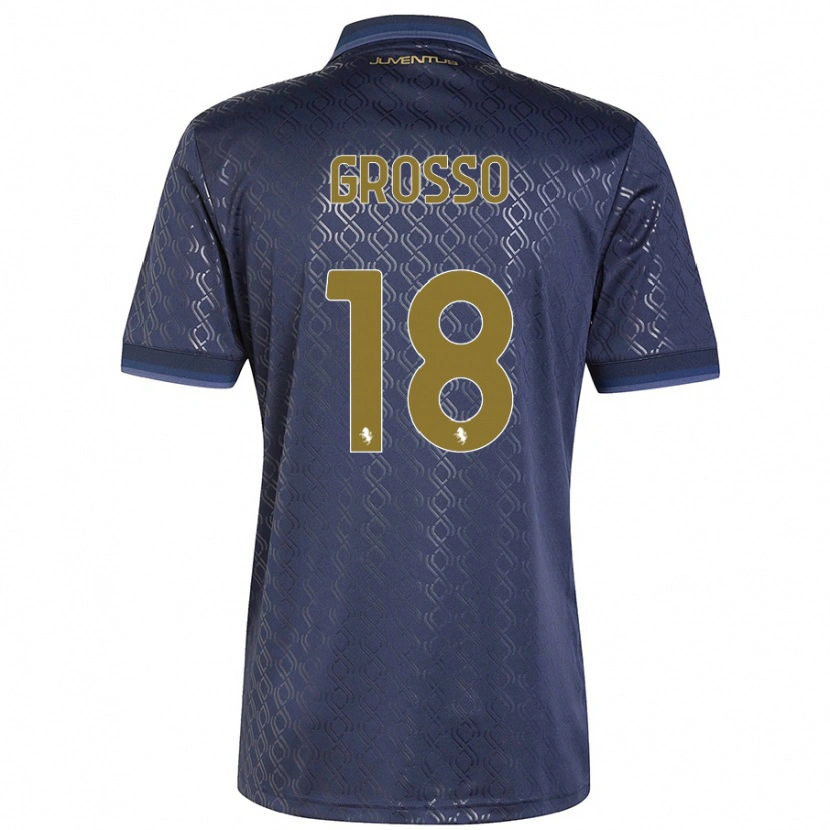 Danxen Kinderen Filippo Grosso #18 Marineblauw Thuisshirt Derde Tenue 2024/25 T-Shirt