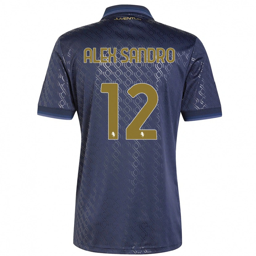 Danxen Kinderen Alex Sandro #12 Marineblauw Thuisshirt Derde Tenue 2024/25 T-Shirt