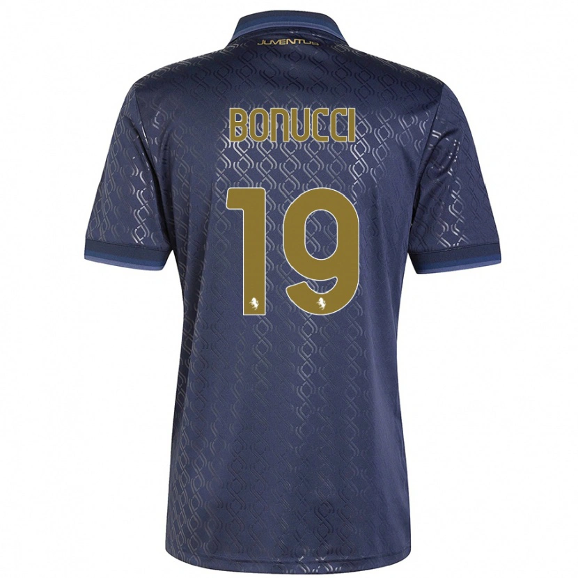 Danxen Kinderen Leonardo Bonucci #19 Marineblauw Thuisshirt Derde Tenue 2024/25 T-Shirt