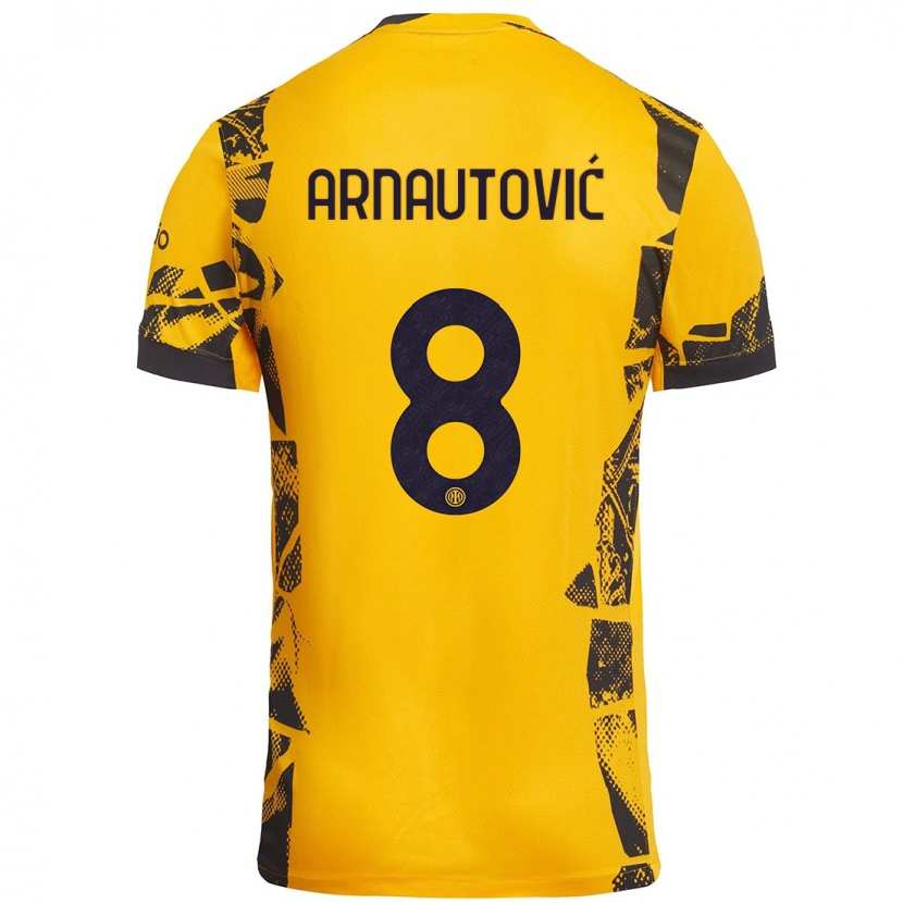 Danxen Kinderen Marko Arnautovic #8 Goud Zwart Thuisshirt Derde Tenue 2024/25 T-Shirt