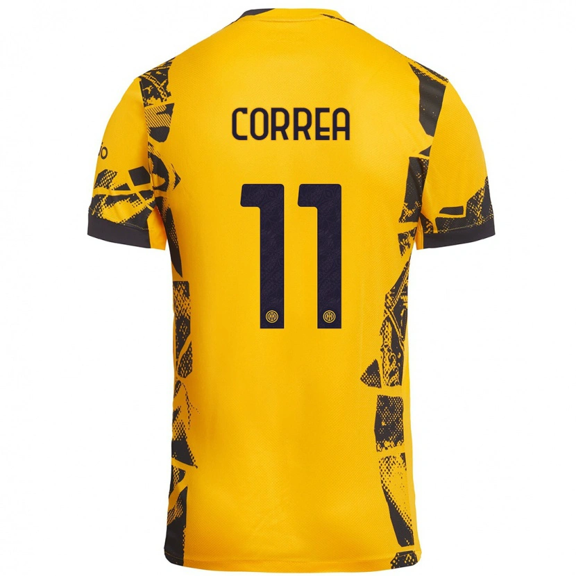 Danxen Kinderen Joaquín Correa #11 Goud Zwart Thuisshirt Derde Tenue 2024/25 T-Shirt