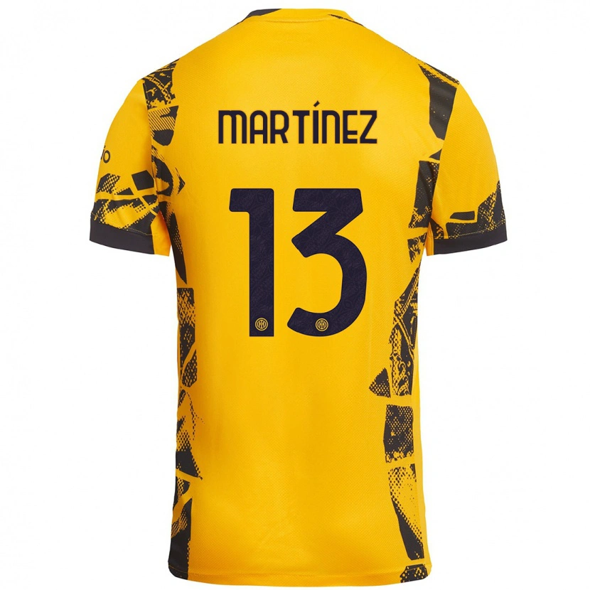 Danxen Kinderen Josep Martínez #13 Goud Zwart Thuisshirt Derde Tenue 2024/25 T-Shirt