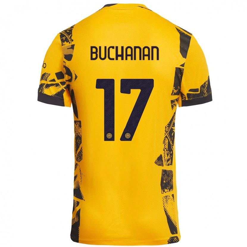 Danxen Kinderen Tajon Buchanan #17 Goud Zwart Thuisshirt Derde Tenue 2024/25 T-Shirt