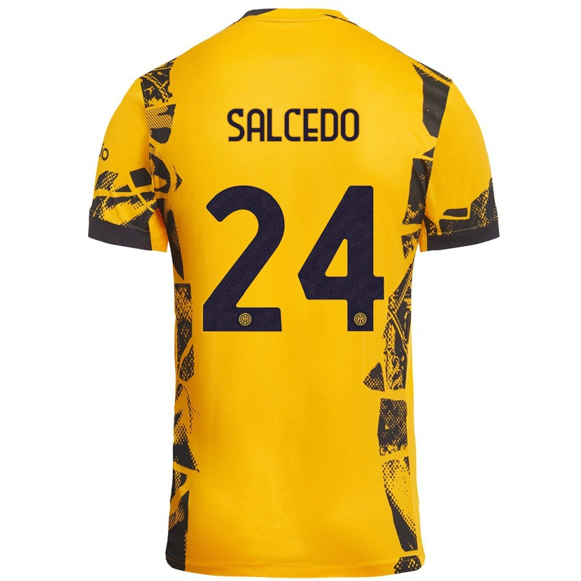 Danxen Kinderen Eddie Salcedo #24 Goud Zwart Thuisshirt Derde Tenue 2024/25 T-Shirt