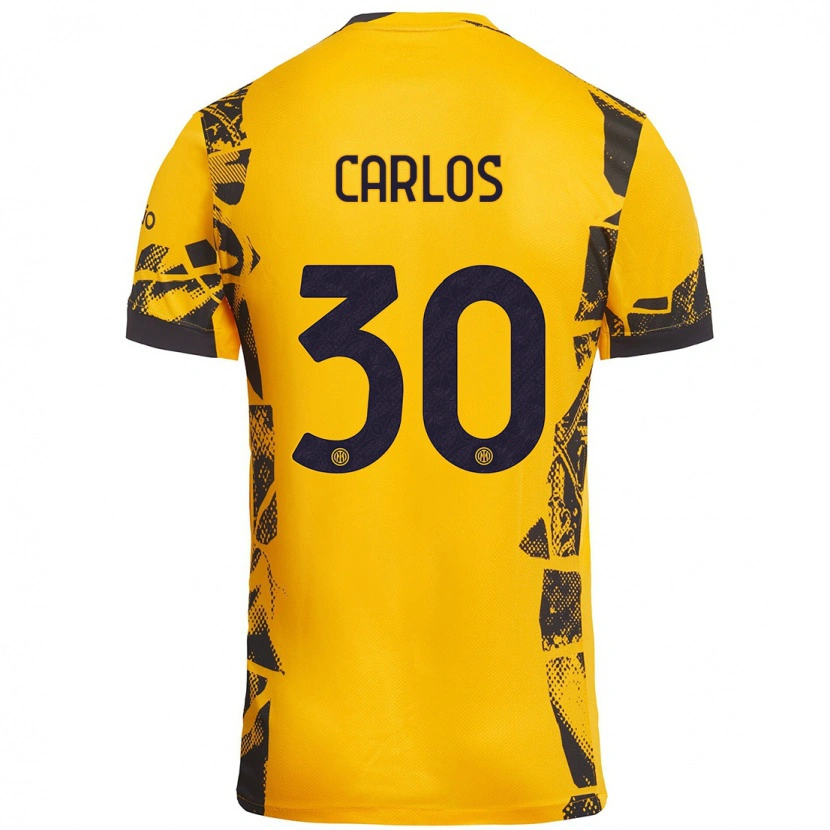 Danxen Kinderen Carlos Augusto #30 Goud Zwart Thuisshirt Derde Tenue 2024/25 T-Shirt