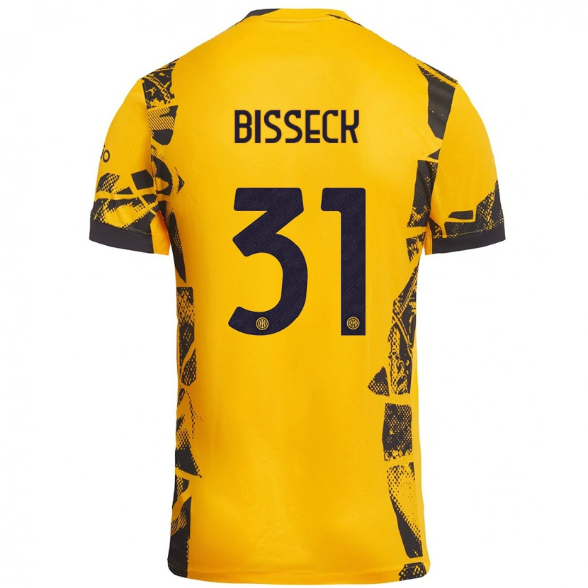 Danxen Kinderen Yann Bisseck #31 Goud Zwart Thuisshirt Derde Tenue 2024/25 T-Shirt