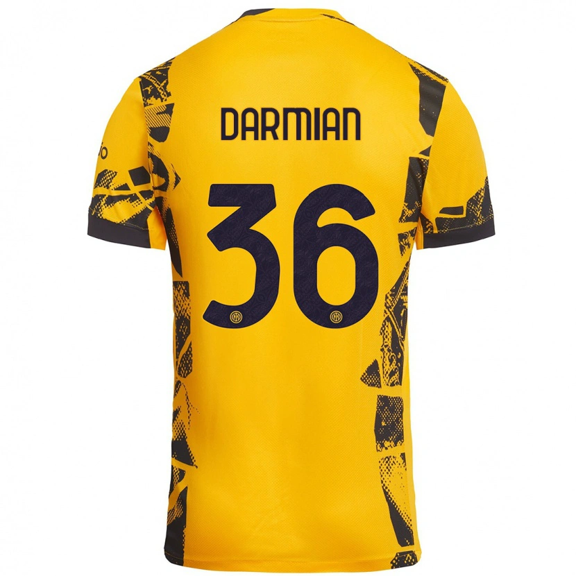 Danxen Kinderen Matteo Darmian #36 Goud Zwart Thuisshirt Derde Tenue 2024/25 T-Shirt