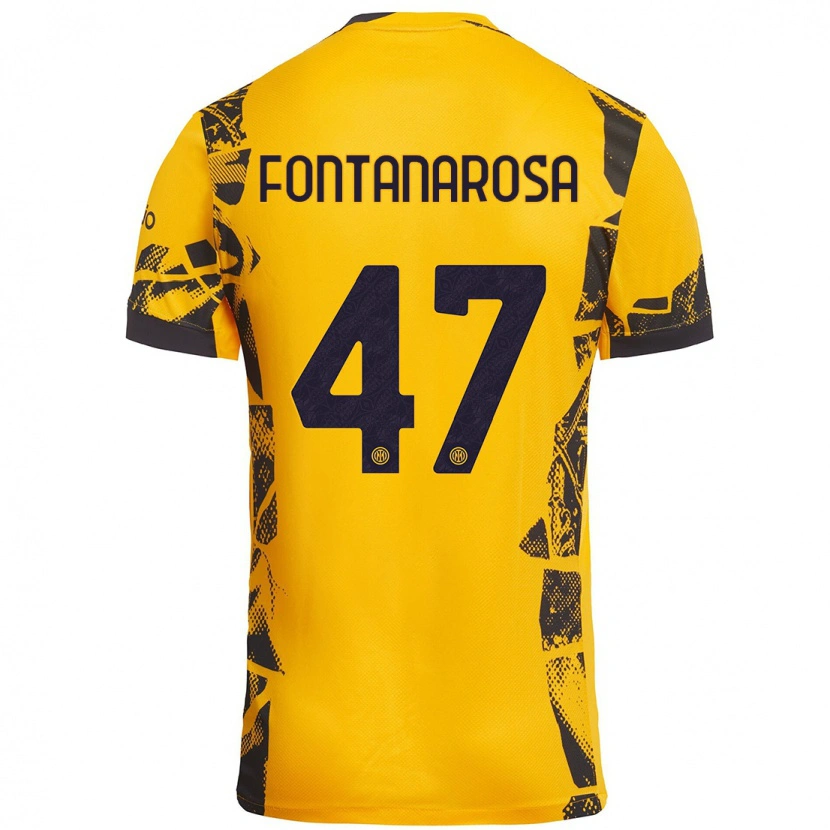 Danxen Kinderen Alessandro Fontanarosa #47 Goud Zwart Thuisshirt Derde Tenue 2024/25 T-Shirt