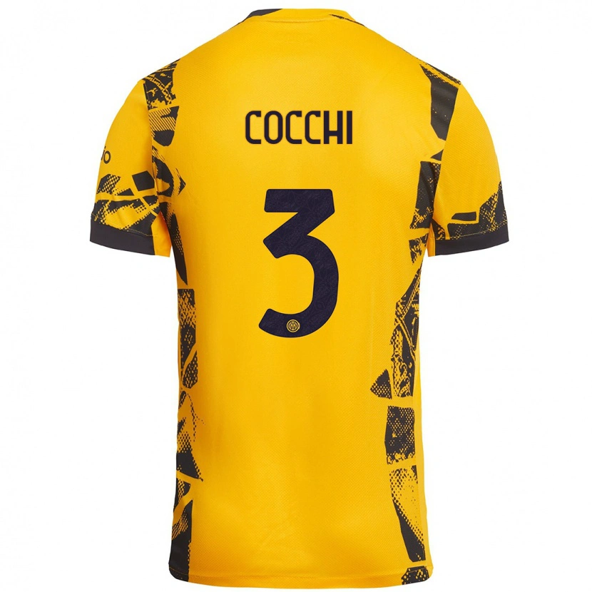 Danxen Kinderen Matteo Cocchi #3 Goud Zwart Thuisshirt Derde Tenue 2024/25 T-Shirt