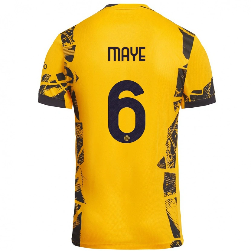 Danxen Kinderen Yvan Maye #6 Goud Zwart Thuisshirt Derde Tenue 2024/25 T-Shirt