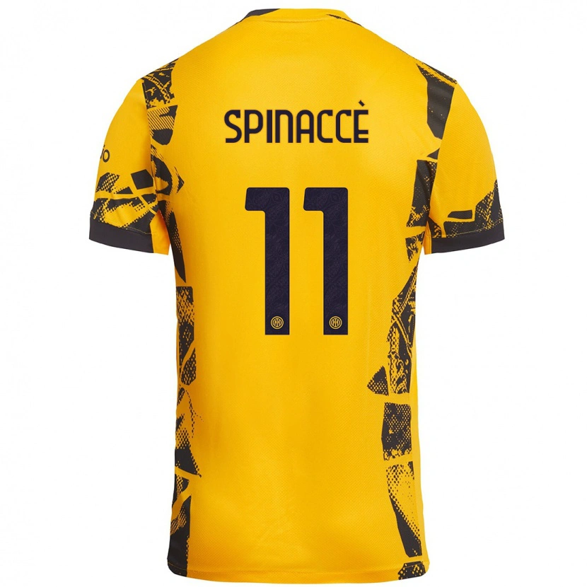 Danxen Kinderen Matteo Spinaccè #11 Goud Zwart Thuisshirt Derde Tenue 2024/25 T-Shirt