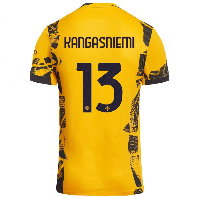 Danxen Kinderen Ilari Kangasniemi #13 Goud Zwart Thuisshirt Derde Tenue 2024/25 T-Shirt