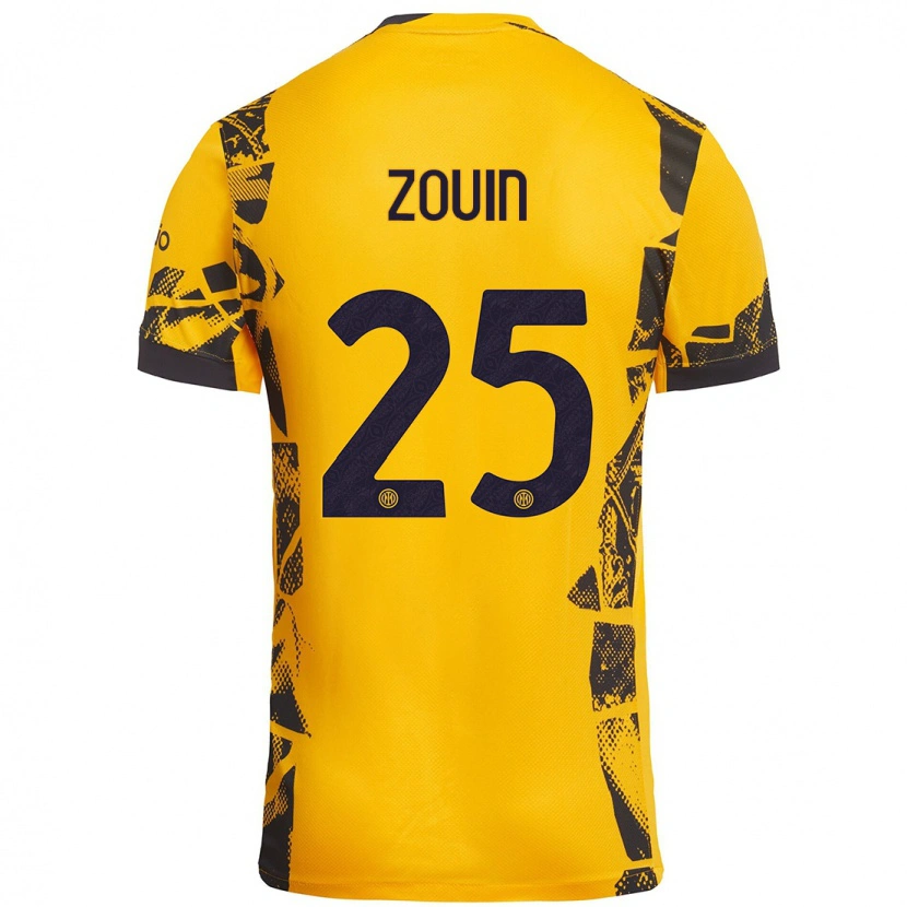 Danxen Kinderen Aymen Zouin #25 Goud Zwart Thuisshirt Derde Tenue 2024/25 T-Shirt