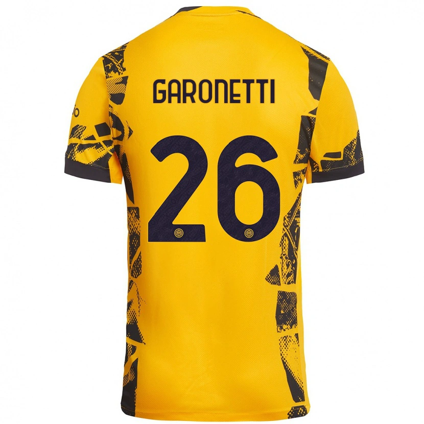 Danxen Kinderen Gabriele Garonetti #26 Goud Zwart Thuisshirt Derde Tenue 2024/25 T-Shirt