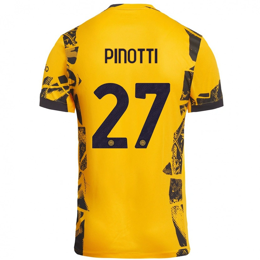 Danxen Kinderen Manuel Pinotti #27 Goud Zwart Thuisshirt Derde Tenue 2024/25 T-Shirt