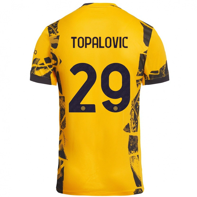 Danxen Kinderen Luka Topalovic #29 Goud Zwart Thuisshirt Derde Tenue 2024/25 T-Shirt