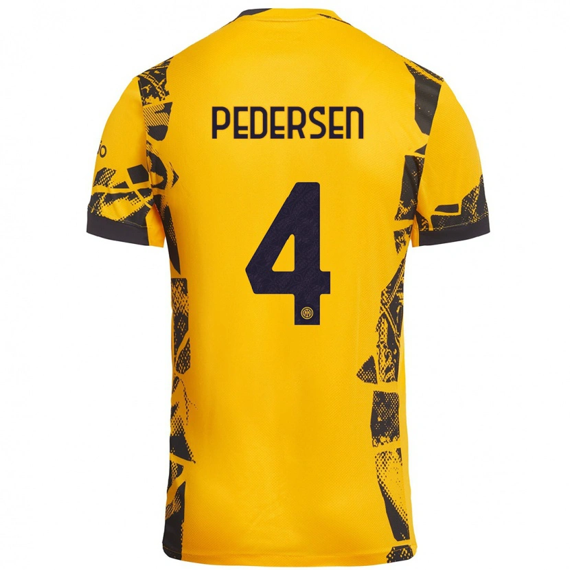 Danxen Kinderen Sofie Junge Pedersen #4 Goud Zwart Thuisshirt Derde Tenue 2024/25 T-Shirt