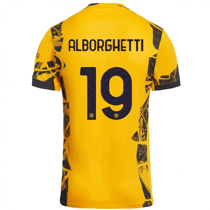 Danxen Kinderen Lisa Alborghetti #19 Goud Zwart Thuisshirt Derde Tenue 2024/25 T-Shirt