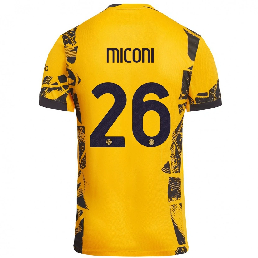 Danxen Kinderen Riccardo Miconi #26 Goud Zwart Thuisshirt Derde Tenue 2024/25 T-Shirt