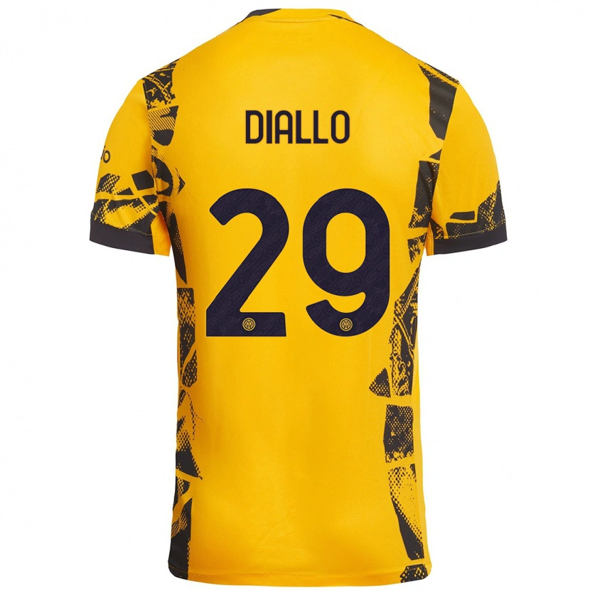 Danxen Kinderen Oumar Diallo #29 Goud Zwart Thuisshirt Derde Tenue 2024/25 T-Shirt