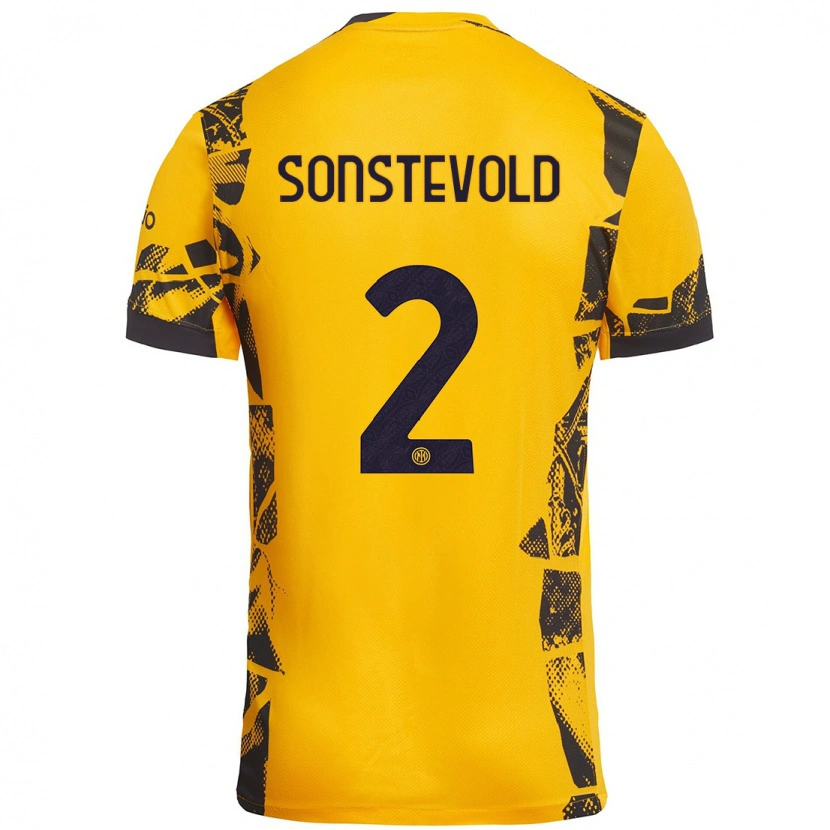 Danxen Kinderen Anja Sonstevold #2 Goud Zwart Thuisshirt Derde Tenue 2024/25 T-Shirt