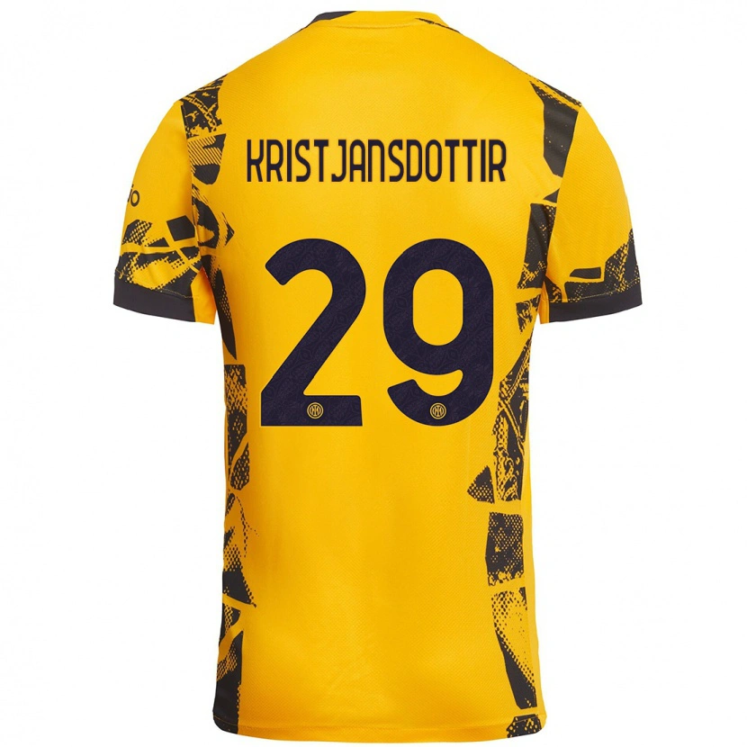 Danxen Kinderen Anna Bjork Kristjansdottir #29 Goud Zwart Thuisshirt Derde Tenue 2024/25 T-Shirt