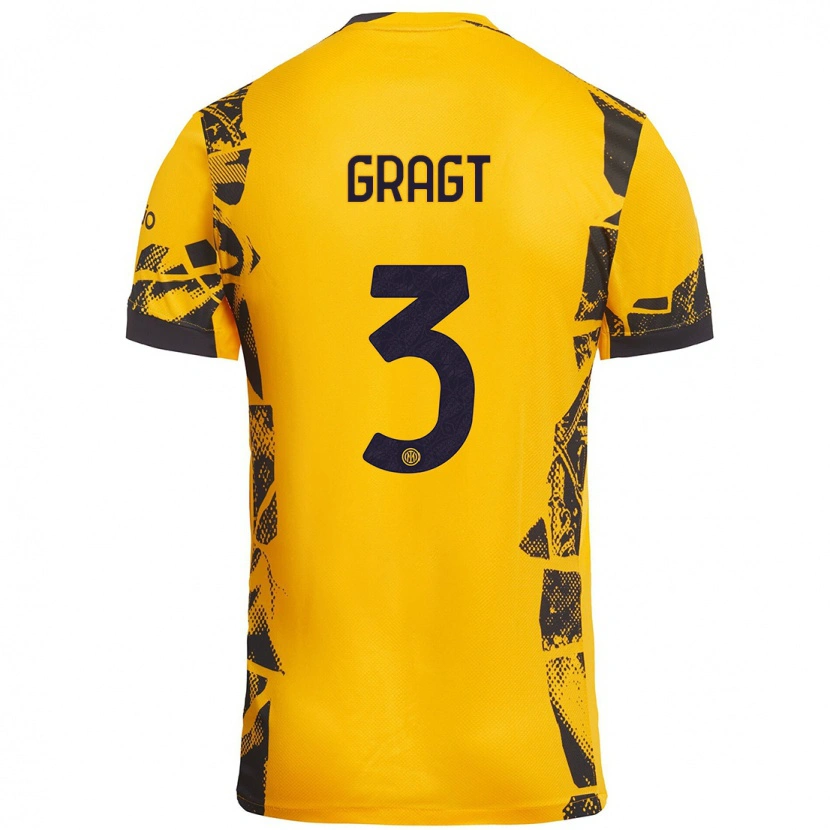 Danxen Kinderen Stefanie Van Der Gragt #3 Goud Zwart Thuisshirt Derde Tenue 2024/25 T-Shirt