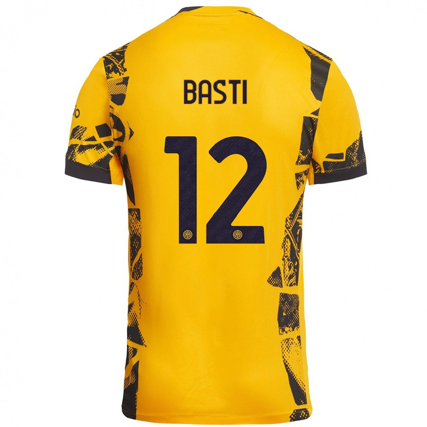 Danxen Kinderen Matteo Basti #12 Goud Zwart Thuisshirt Derde Tenue 2024/25 T-Shirt