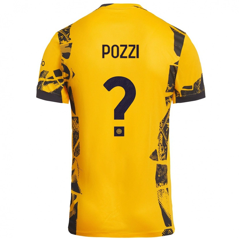 Danxen Kinderen Andrea Pozzi #0 Goud Zwart Thuisshirt Derde Tenue 2024/25 T-Shirt