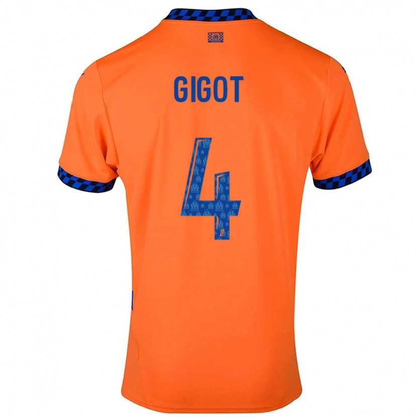 Danxen Kinderen Samuel Gigot #4 Oranje Donkerblauw Thuisshirt Derde Tenue 2024/25 T-Shirt