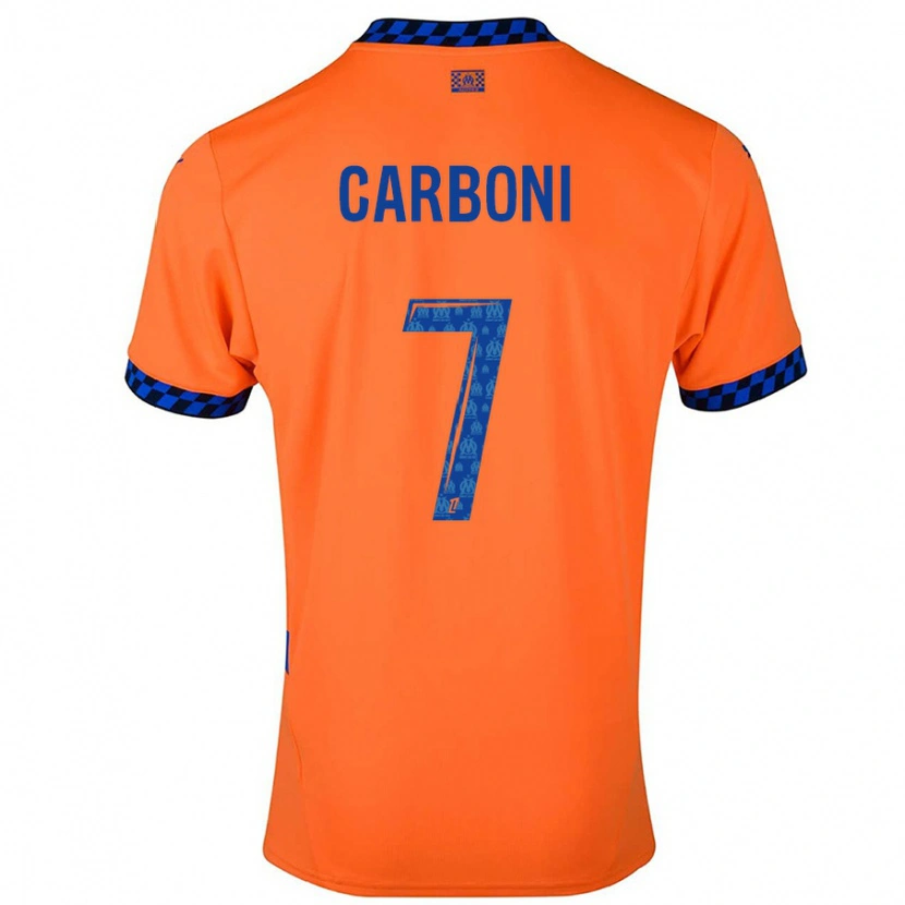 Danxen Kinderen Valentín Carboni #7 Oranje Donkerblauw Thuisshirt Derde Tenue 2024/25 T-Shirt