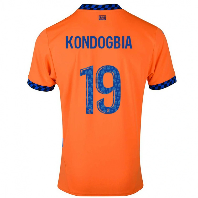 Danxen Kinderen Geoffrey Kondogbia #19 Oranje Donkerblauw Thuisshirt Derde Tenue 2024/25 T-Shirt