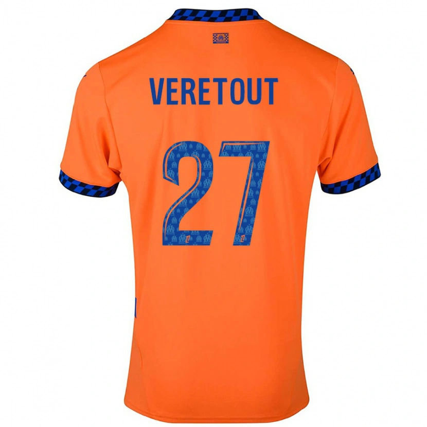 Danxen Kinderen Jordan Veretout #27 Oranje Donkerblauw Thuisshirt Derde Tenue 2024/25 T-Shirt