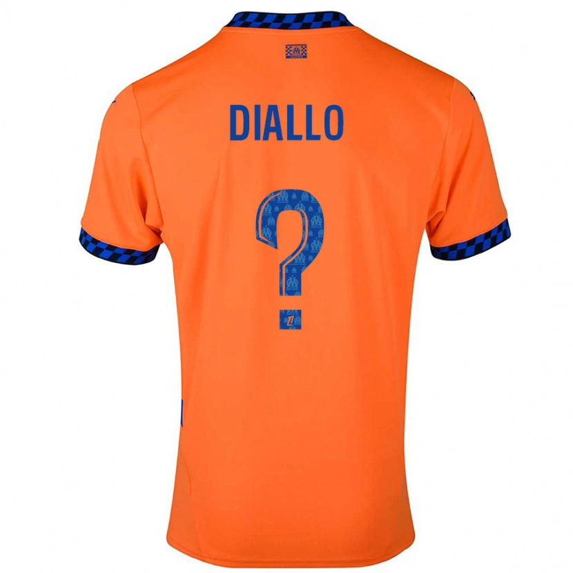 Danxen Kinderen Mouhamed Diallo #0 Oranje Donkerblauw Thuisshirt Derde Tenue 2024/25 T-Shirt